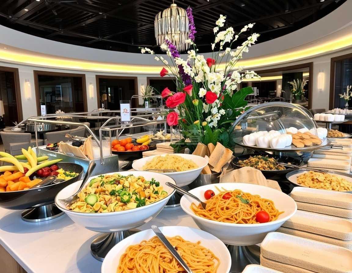 豪华餐厅提供室内自助餐饮