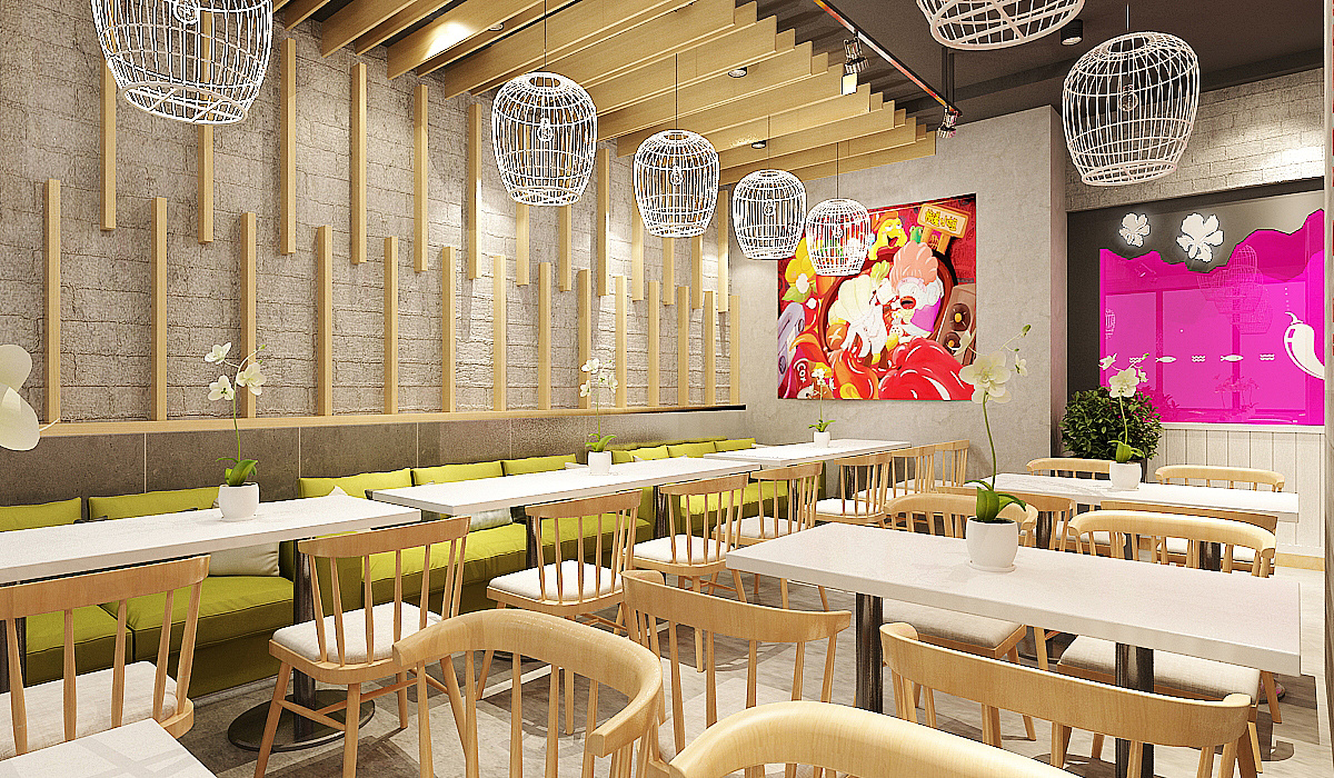 椒羞小姐 酸菜鱼面饭 店面效果图|空间|室内设计|餐饮新时代 